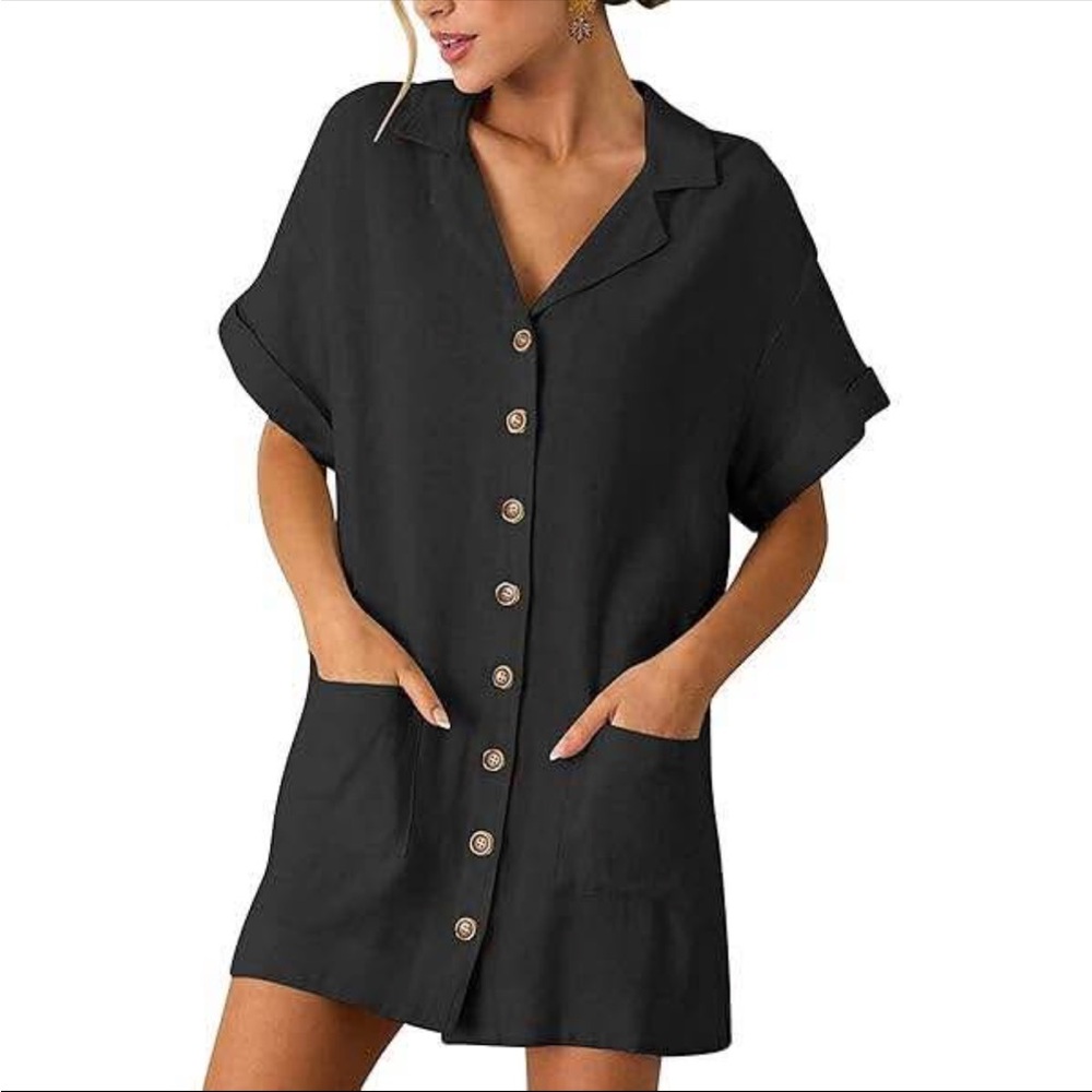 NWT (M) Zaful Black Button-Down Swim Cover-Up